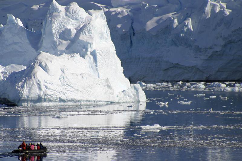 IMG_3255 The towering ice makes our Zodiacs look very small.